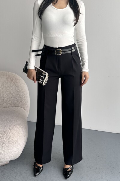 moda armanc Pantaloni Palazzo de damă cu curea |   Design casual cu talie îna...