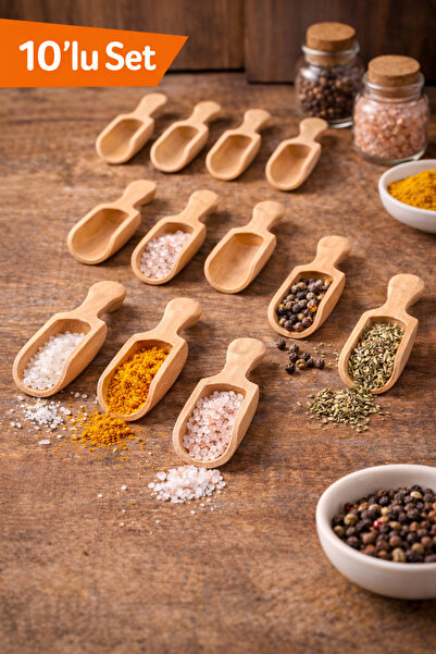 Khleos 10 Pieces Wooden Mini Spatulas and Spice Spoons – Natural Kitchen Meas...