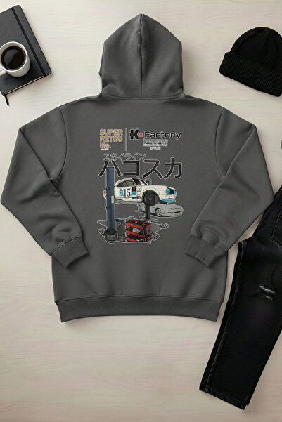 OXVİN Гараж з принтом, унісекс, з капюшоном, кишенею-кенгуру, 3 нитки, пуф (в...