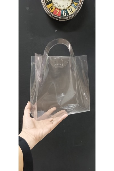 ozbience Büyük Şeffaf Asetat Çanta 16x14x7 cm, 10'lu Paket, Konsept Hediye