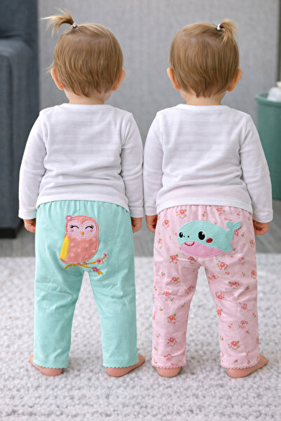 greenmoss 100% Cotton Cute 2-Piece Baby Sweatpants with Butt Figure
