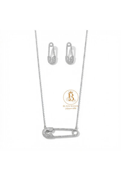 Black Season طقم سلسال طويل + حلق - زاركون | بلاك سيزون