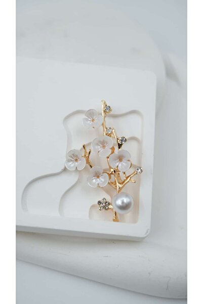 Jerie İnci ve Mine Çiçek Detay Broş