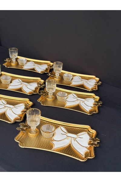 Hediye Köşkü 24 parça Metal Tepsili Sunum Seti Full Set