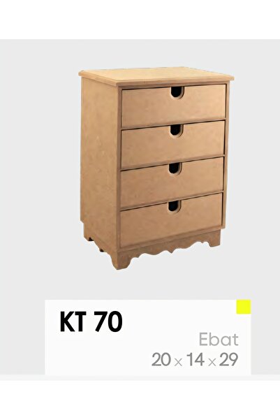 Eymen Hobi Ham Ahşap 4 Çekmeceli Mini Dolap 20x14x29 cm | Boyanabilir Dekorat...