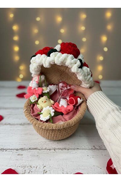 Handmade Sevgililer Günü Özel El Yapımı Örgü Gül Buketi Ayıcıklı Hediye Kutus...