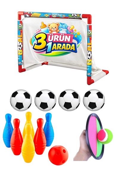Depomiks Avm Mini Futbol kale + 4 Top ⚽ ⚽ ⚽ ⚽ + Bowling 🎳 + At tut Oyunu 3 l...