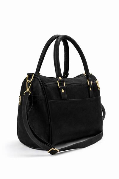 fubileather Women's Suede Textured Multi-Compartment Hand and Shoulder Bag - ...