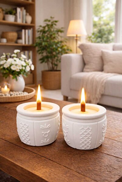 DNZ DEKOR Nordic Glow – Ahşap Fitilli Beton Mum