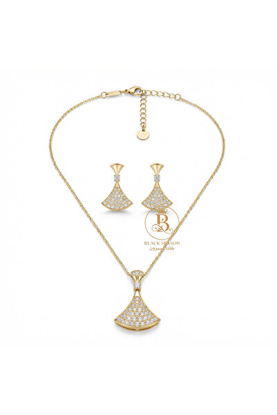 Black Season طقم سلسال طويل + حلق - زاركون