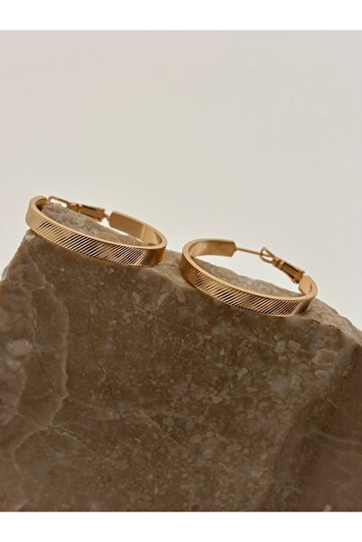 XUPING JEWELRY Çizgi Detaylı Halka Xupıng Çelik Küpe
