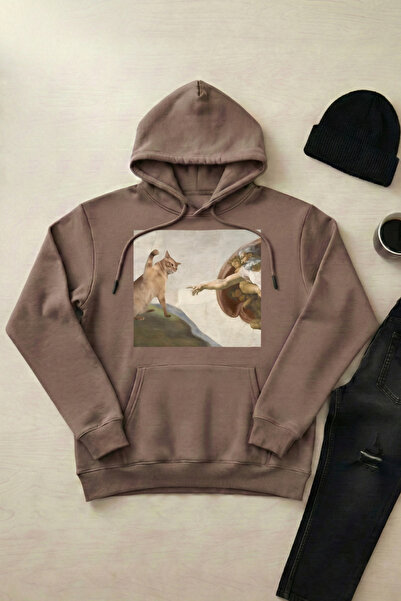 OXVİN Do Not the Cat - Unisex Hooded Kangaroo Pocket 3 Thread Puff (Fleece In...