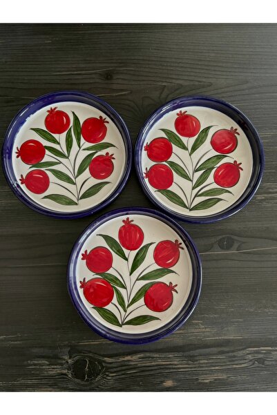 Ayosse Handmade Pomegranate Patterned 3-Piece 12 cm Rectangular Snack Bowl Ce...