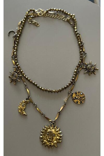 KARE ACCESORIES Marka Model Güneş Ay Charm Kolye
