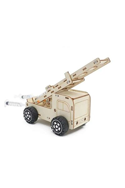 TeTea Jucarie Educationala Tetea, Kit lemn STEM, masina de pompieri cu scara ...