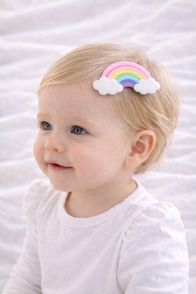 ues KIZ BEBEK GÖKKUŞAĞI KLİPSLİ SAÇSIZ TOKA