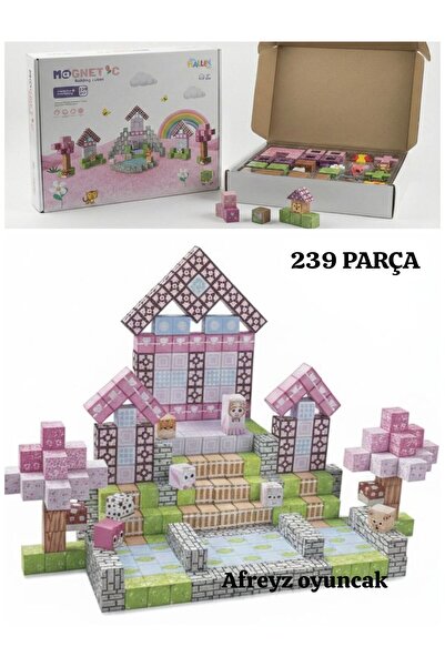afreyz oyuncak Manyetik Yapı Blokları Kız Çocuk Mıknatıslı 239 Parça Blok Par...