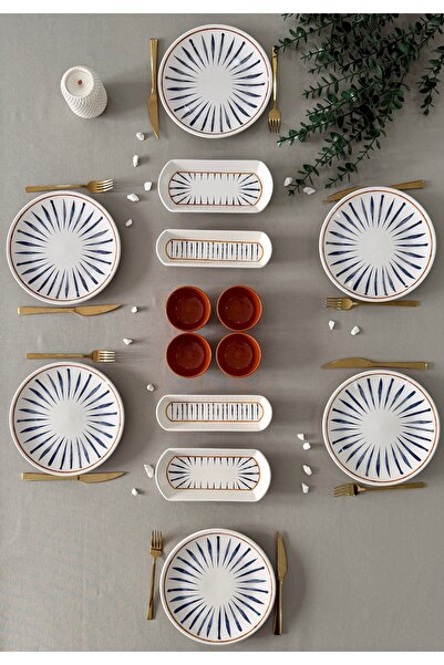 Yiğit Seramik Züccaciye İskandinav model 6 kişilik 14 parça sosluklu kahvaltı...