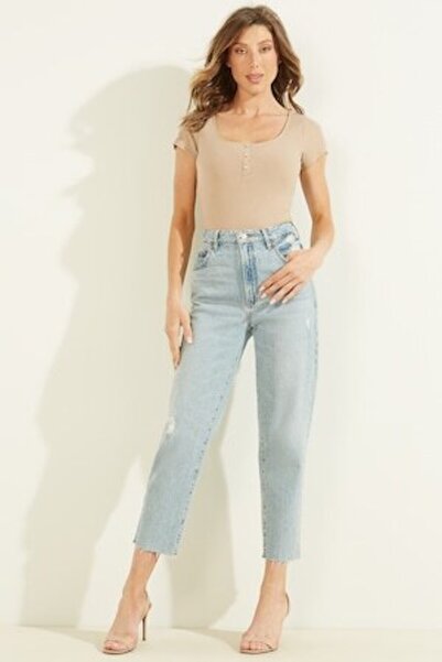 Guess Women's T-Shirt with Striped Look and Rhinestone Applications