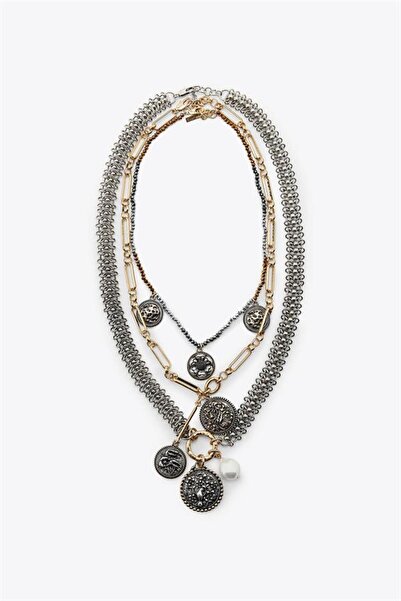 Mega Sepetim قلادة سلسلة ميدالية ثلاثية - متعددة الألوان