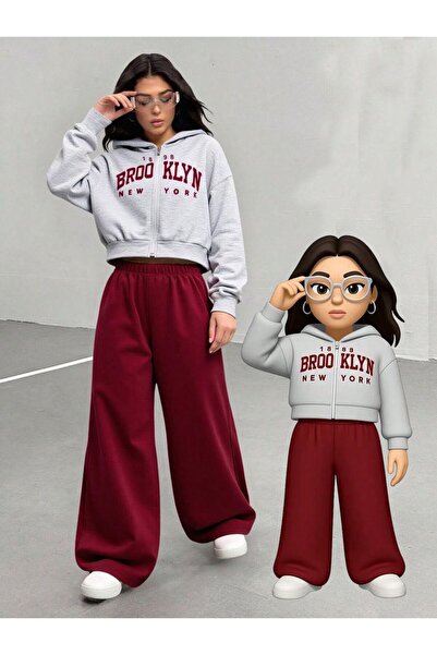 VESTIR BIEN طقم ملابس شتوية للفتيات مطبوع عليه بروكلين، بنطلون وقميص علوي واس...