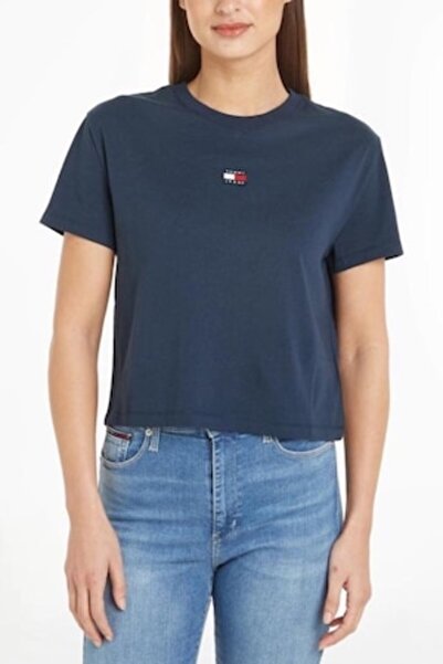 Tommy Jeans Tricou cu logo brodat și guler rotund