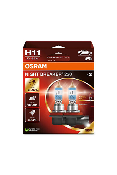 ams-OSRAM Set of 2 bulbs 12V H11 55 W Night Breaker +220% Osram