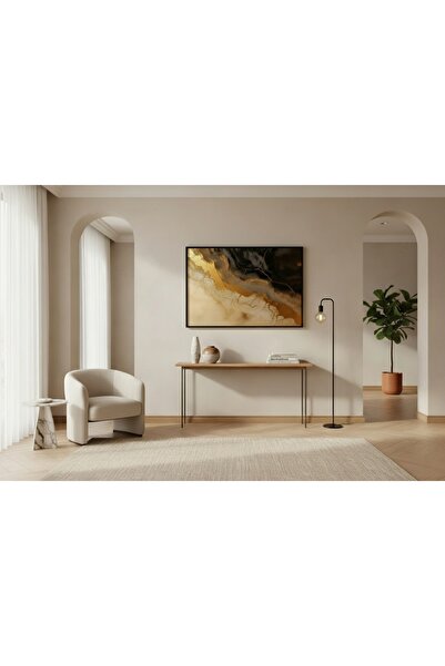 hollywest Lüks Soyut Altın Dokulu Doğal Formlu Duvar Sanatı | Altın & Siyah M...