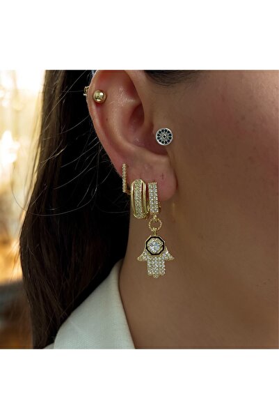 Butik طقم أقراط فاطمة من الفولاذ الفاخر مكون من 3 قطع