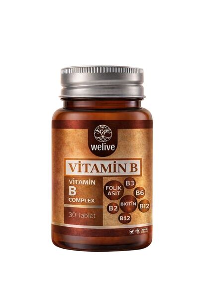 Welive Vitamin B Complex 30 Tabs (B5, B6, B12, Folic Acid, Biotin)