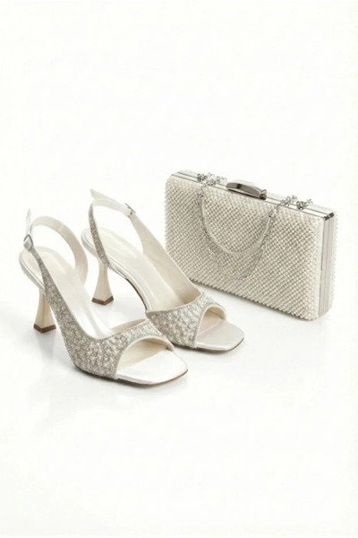 elvinshoes Clara Kadın İncili köşeli burun abiye ayakkabı