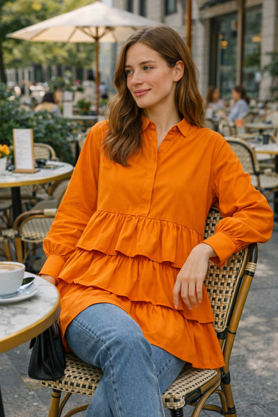 madqmodda Fırfır Detaylı Gömlek Tunik