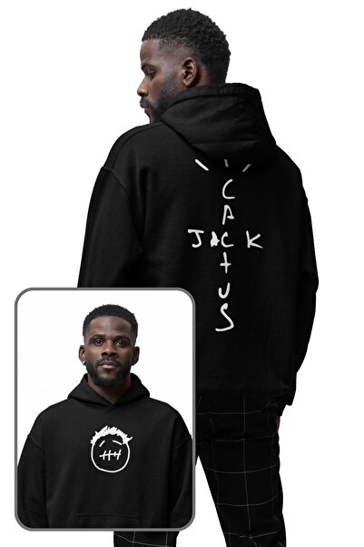 Fuddy Moda سويت شيرت بقلنسوة مطبوع عليه جاك كاكتوس للجنسين، هودي بتصميم ترافي...