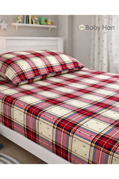 BABY HAN CONCEPT Patterned Single Jersey Combed Cotton Elastic Sheet and Pill...