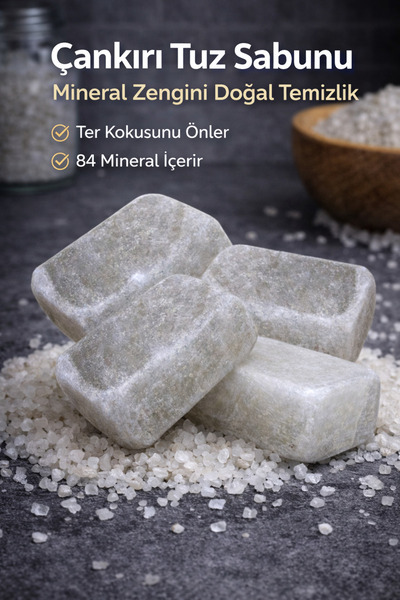 topraktan hasat odağında lezzet gizli 4 Adet Çankırı Doğal Kaya Tuzu Sabunu –...