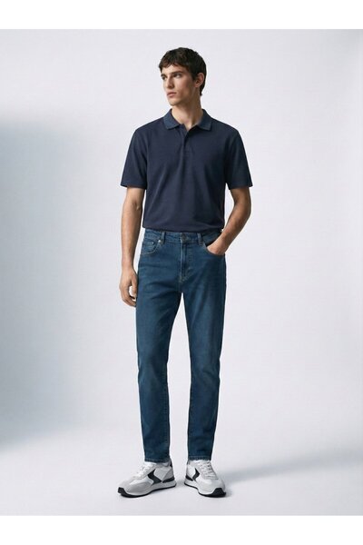 Ltb Short Sleeve Faded Fabric Navy Blue T-Shirt