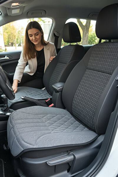 Cartex Gri Cepli Terletmez Ortopedik Oto Koltuk Minderi- 1 Adet -Gri Universal Tekli Oto Koltuk Minderi