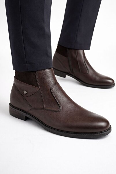 MAKRAS Cizme de iarnă pentru bărbați, 100% piele naturală, maro