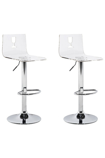 BELIANI BUSAN Şeffaf Döner Bar Sandalyesi 2'li Set, 57–79 cm Ayarlı, Akrilik,...