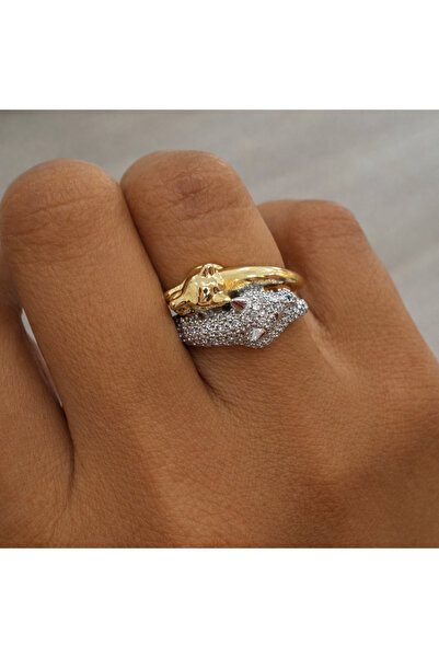 neslyaccessories خاتم الذئب المزدوج (قابل للتعديل)