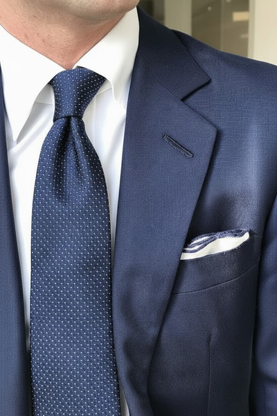 CROATE Navy Blue Dotted Luxury 100% Silk Tie