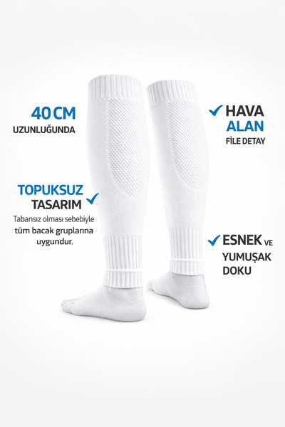 Tayzon Tabansız Futbol Çorabı Konç Çorap Fileli Hava Alan Futbol Çorabı Halı Saha Çorabı