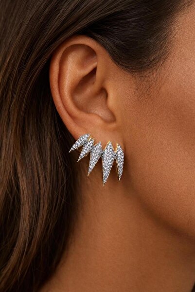 neslyaccessories Mix Sparkle Needle Ear Cuff Earrings