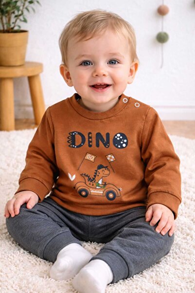 krm kerem bebe طقم أطفال موسمي مكون من قطعتين بنمط دينو مصنوع من القطن بنسبة ...