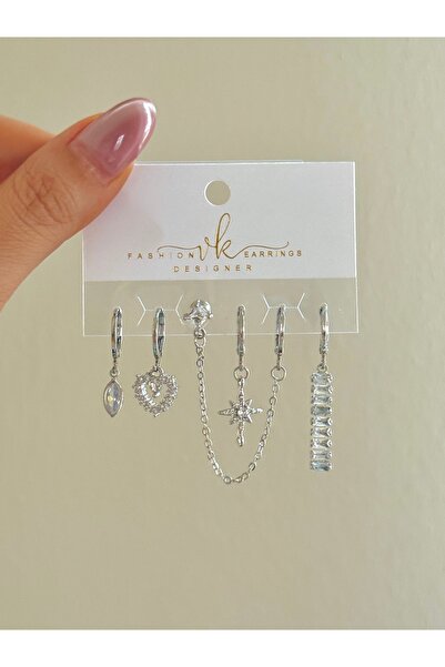 YOUES JEWELRY STEEL WOMEN'S 6 EARRING SET