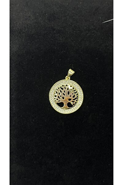 Milacojewelry Gold Hayat Ağacı Kolye Ucu – Zirkon Taşlı Yuvarlak Tasarım