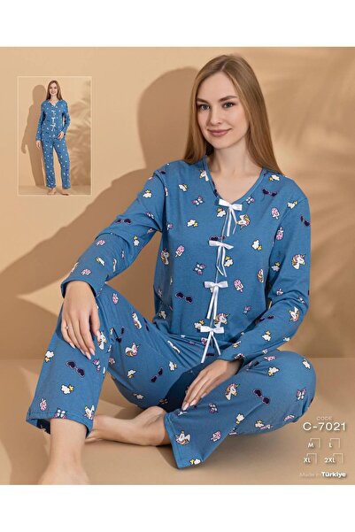NightLove Women's Patterned Stylish Pajama Set