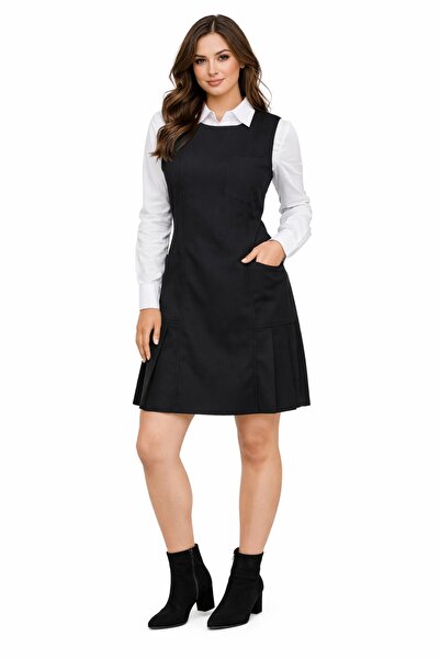 BAGLAN Women's Black Gilet Dress Black-008