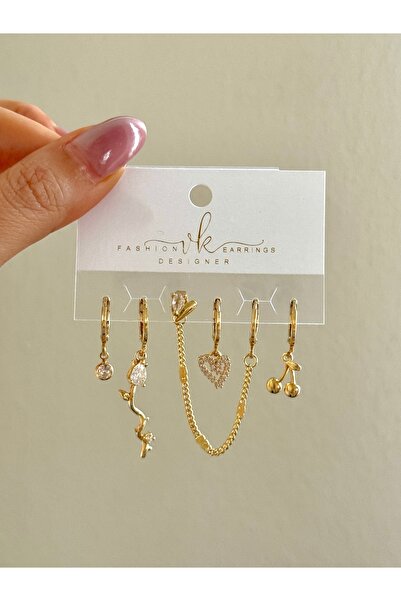 YOUES JEWELRY ÇELİK KADIN 6'LI KÜPE SETİ