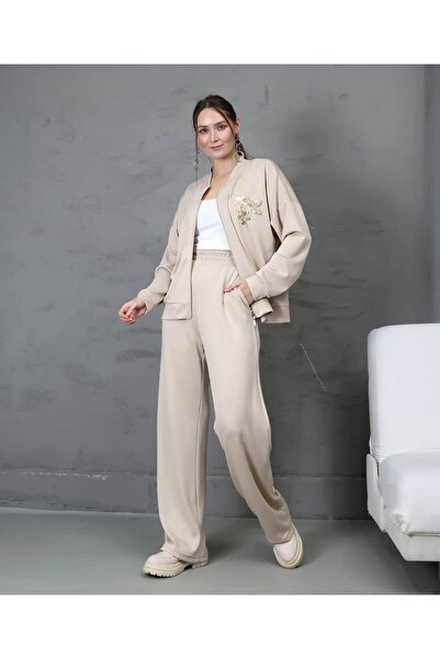 REDMİNA fashion Sequin Embroidered Zippered Double Set